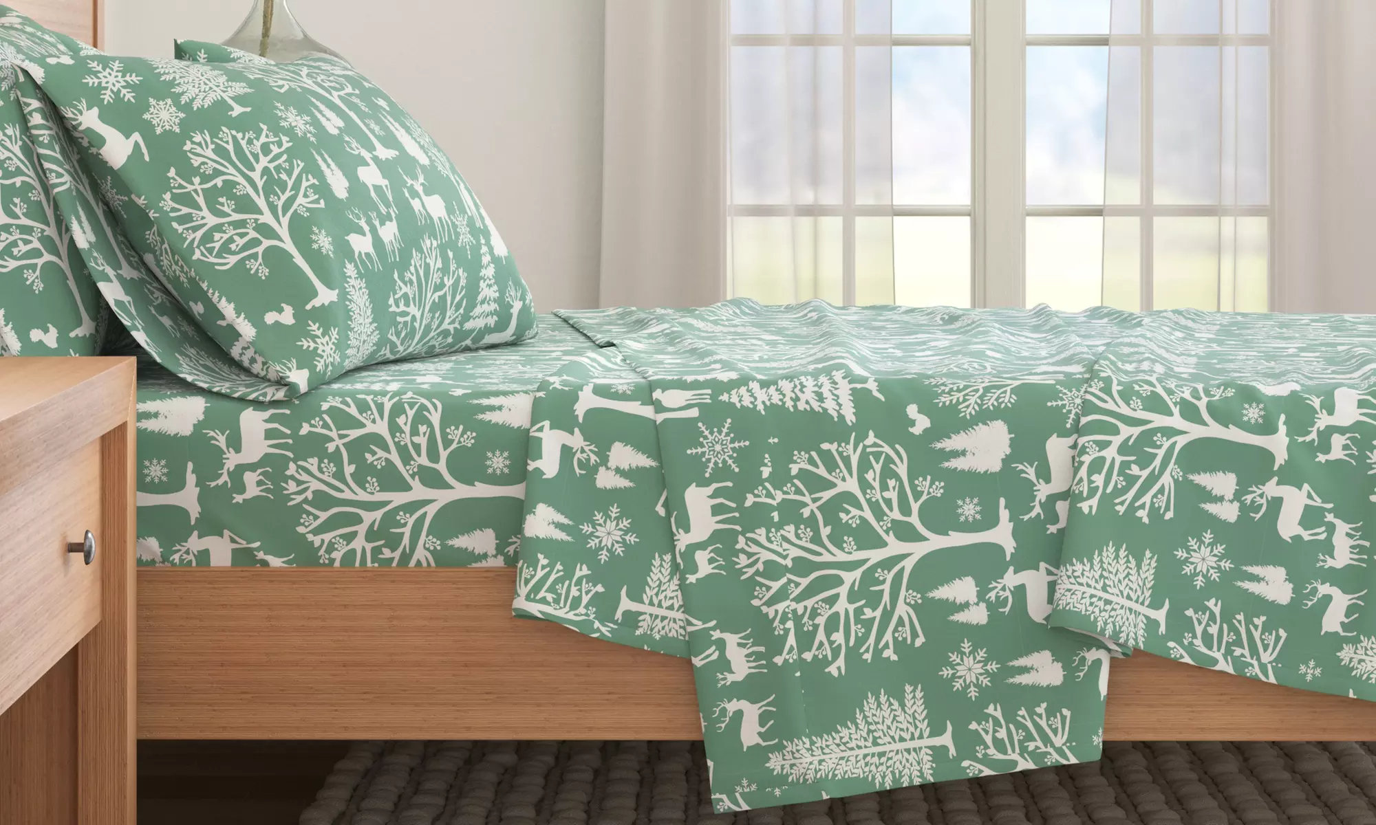 Nature Print Turkish Cotton Flannel Sheet Set
