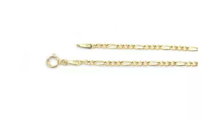 Brand New 14k Yellow Gold 2mm Italy Figaro Link Chain Necklace 16" - 24" - Second Medium