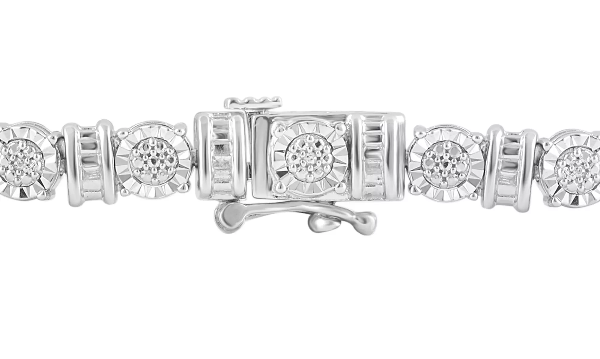 1/4 CTTW Diamond Tennis Bracelet with Baguette Accents in Silver By DiamondMuse - Second Medium