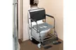 Medical Transport Toilet Commode Wheelchair Bedside w/Drop Arms Locking Casters - Second Medium