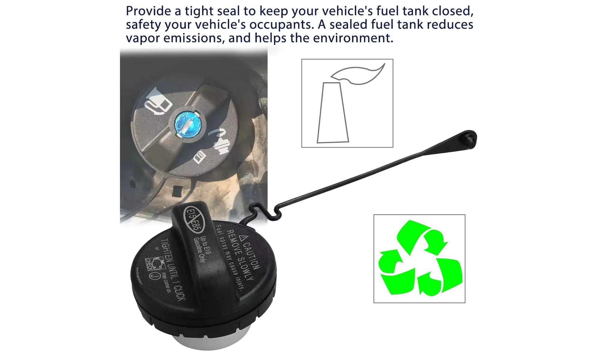 77300-06040 FOR TOYOTA Fuel Tank Gas Cap Lid Tether Threaded Style TOYOTA MODELS - Second Medium