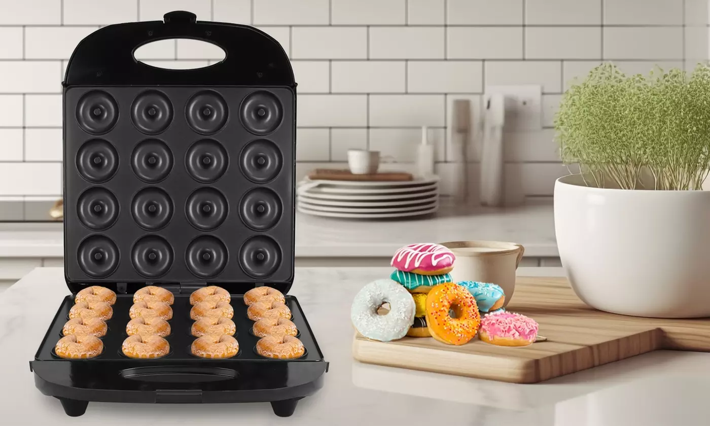 NewHome Mini Donut Maker 16-Holes Doughnut Machine for Quick Homemade Donuts