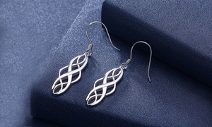 925 Sterling Silver Celtic Swirl Drop Earrings