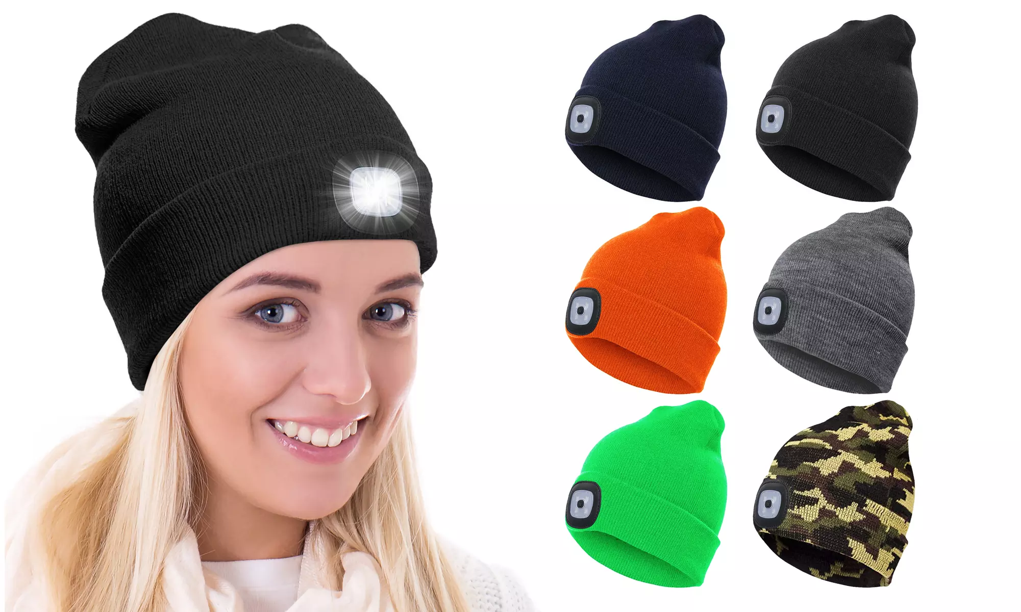 Unisex LED Lighted Winter Hat Multiple Colors Available - Primary Image
