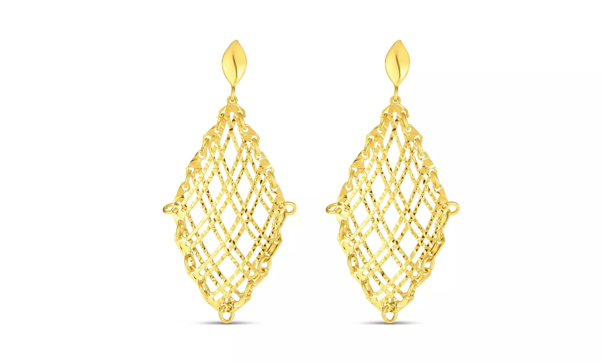 14k Gold Yellow Finish Diamond Cut Earring with Push Back Clasp - Primary Image