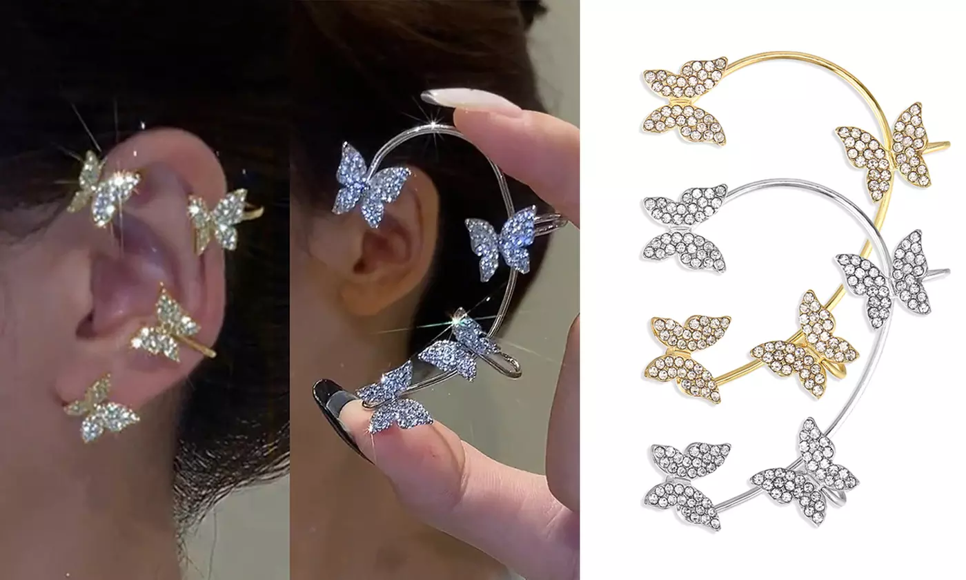 Retro Silver Gold Butterfly Ear Cuff Clip Non Piercing Wrap Jewelry Earring - Primary Image