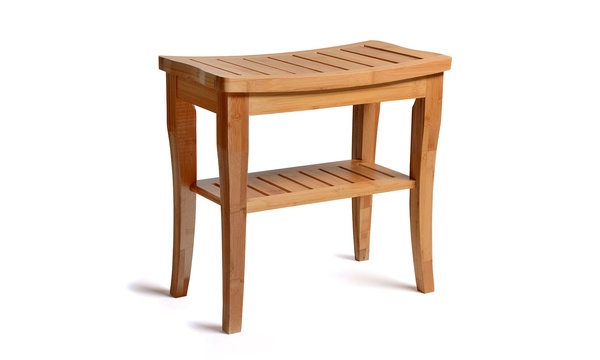 Belmint bamboo shower seat bench sale with storage shelf