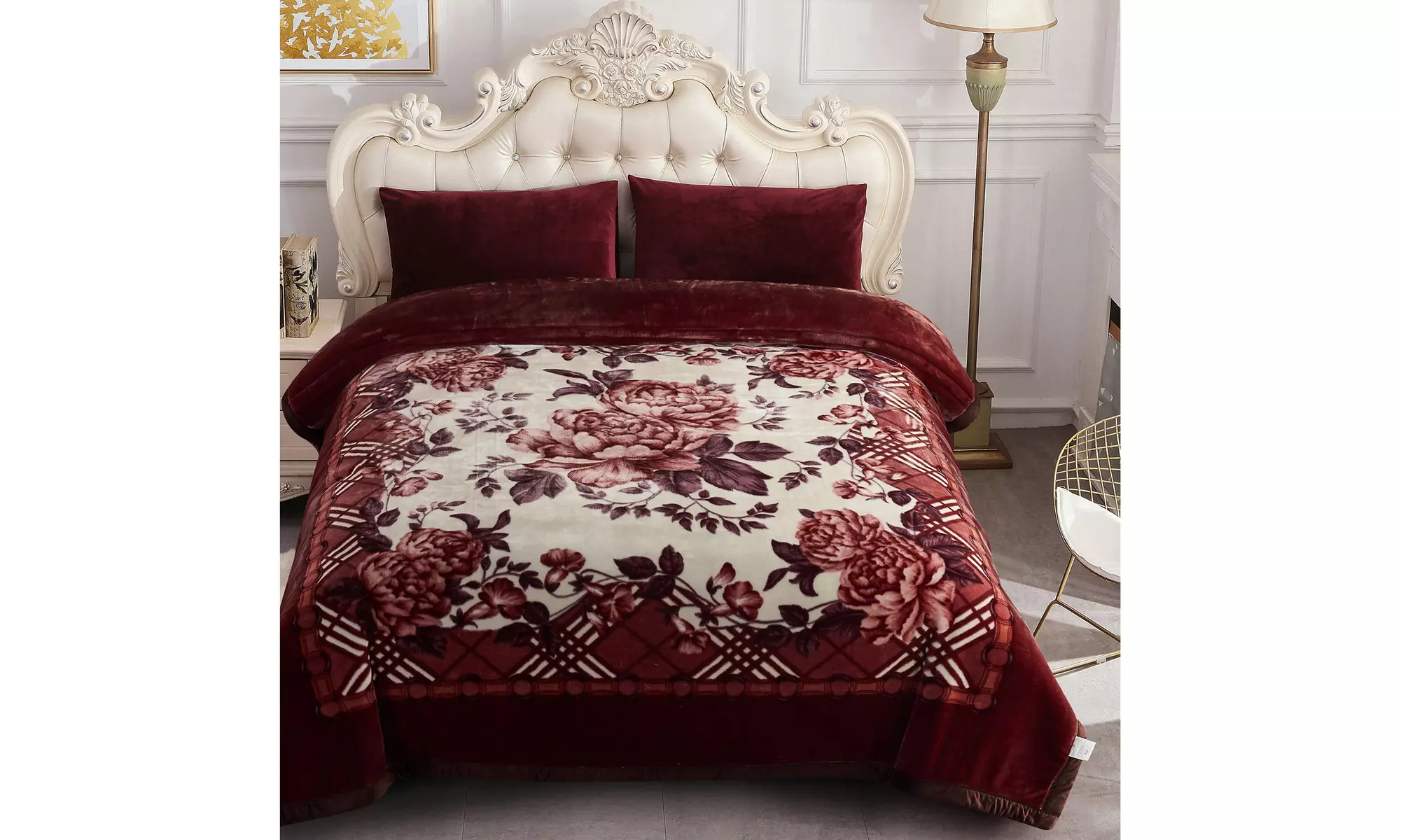 JML Heavy Fleece Blanket,2 Ply Printed Bed Blanket For King Size,85"x93",10Lb