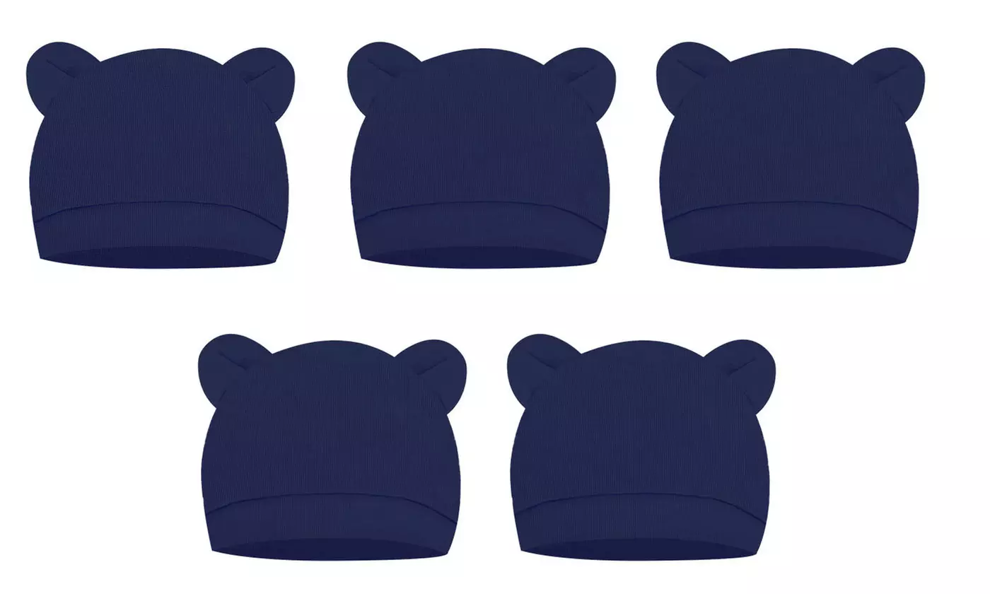5 Pieces Newborn Baby Hats Bear Ears Infant Beanie Caps