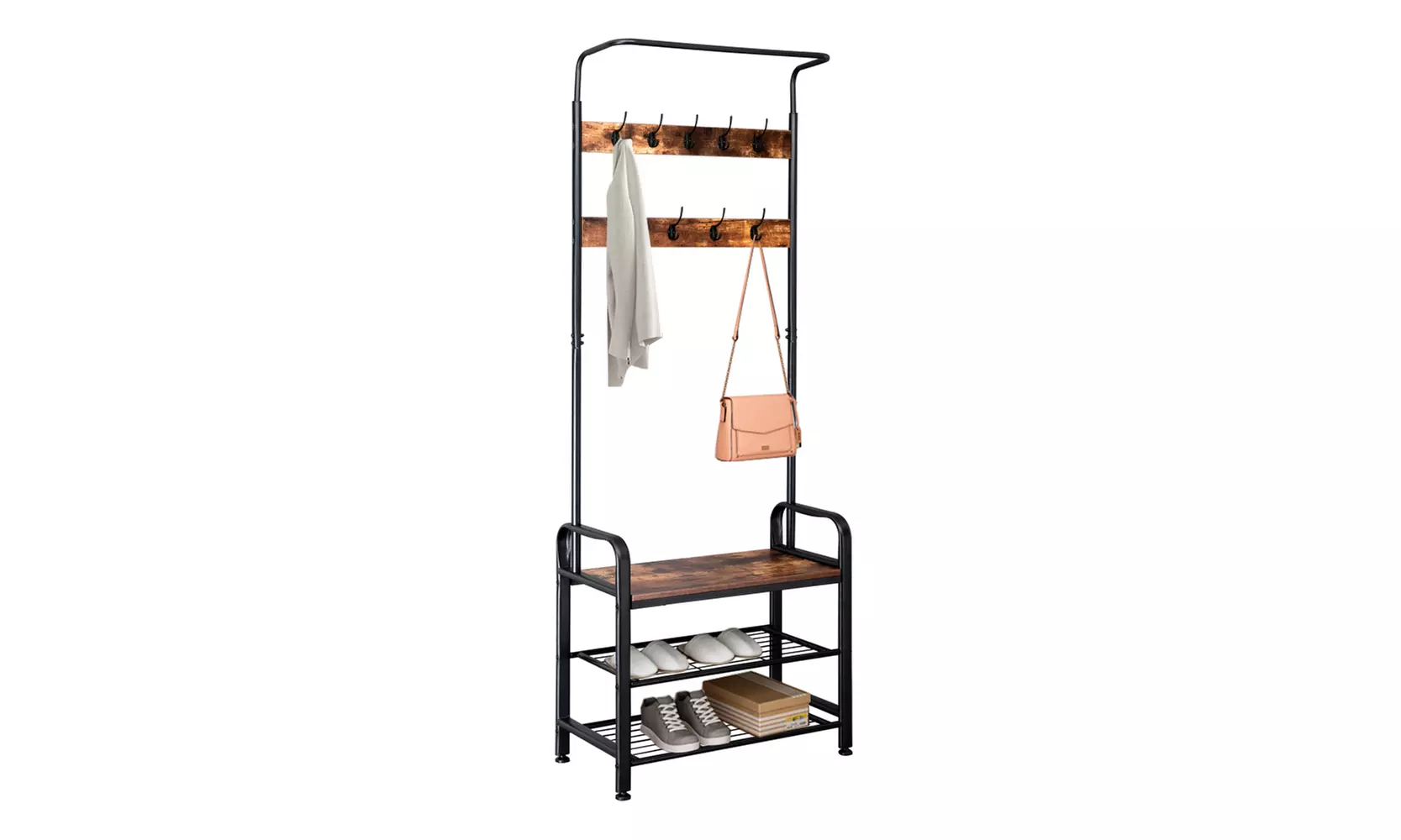 3-Tier Shoe Rack Coat Rack Storage Organizer  - Primary Image