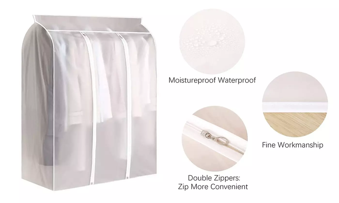 ItBelongs2U Large PEVA Garment Rack Cover with Zipper Dustproof Storage