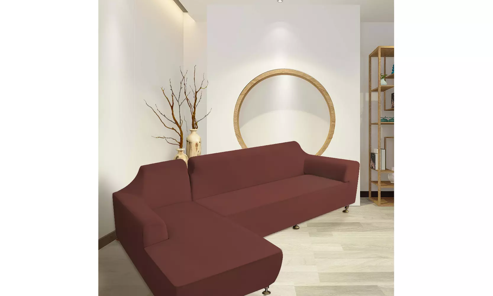 L Shape Stretch Elastic Fabric Sofa Cover Sectional/Corner Couch Cover - Primary Image