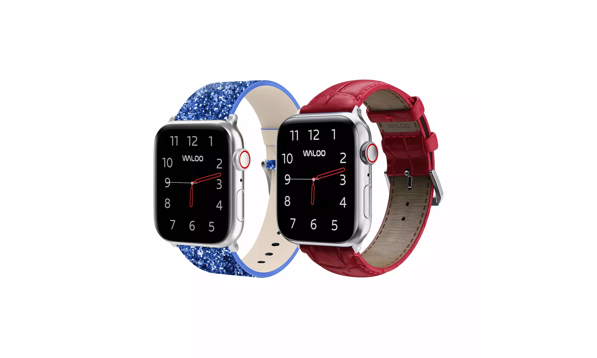 Waloo 2-Pack Leather Bling and Crocodile Embossed Apple Watch Bands