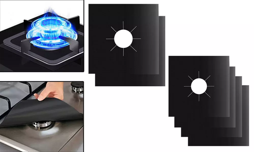 Non-stick Gas Range Stove Top Burner Protector Reusable Cover Liner (2/4pcs) - Primary Image