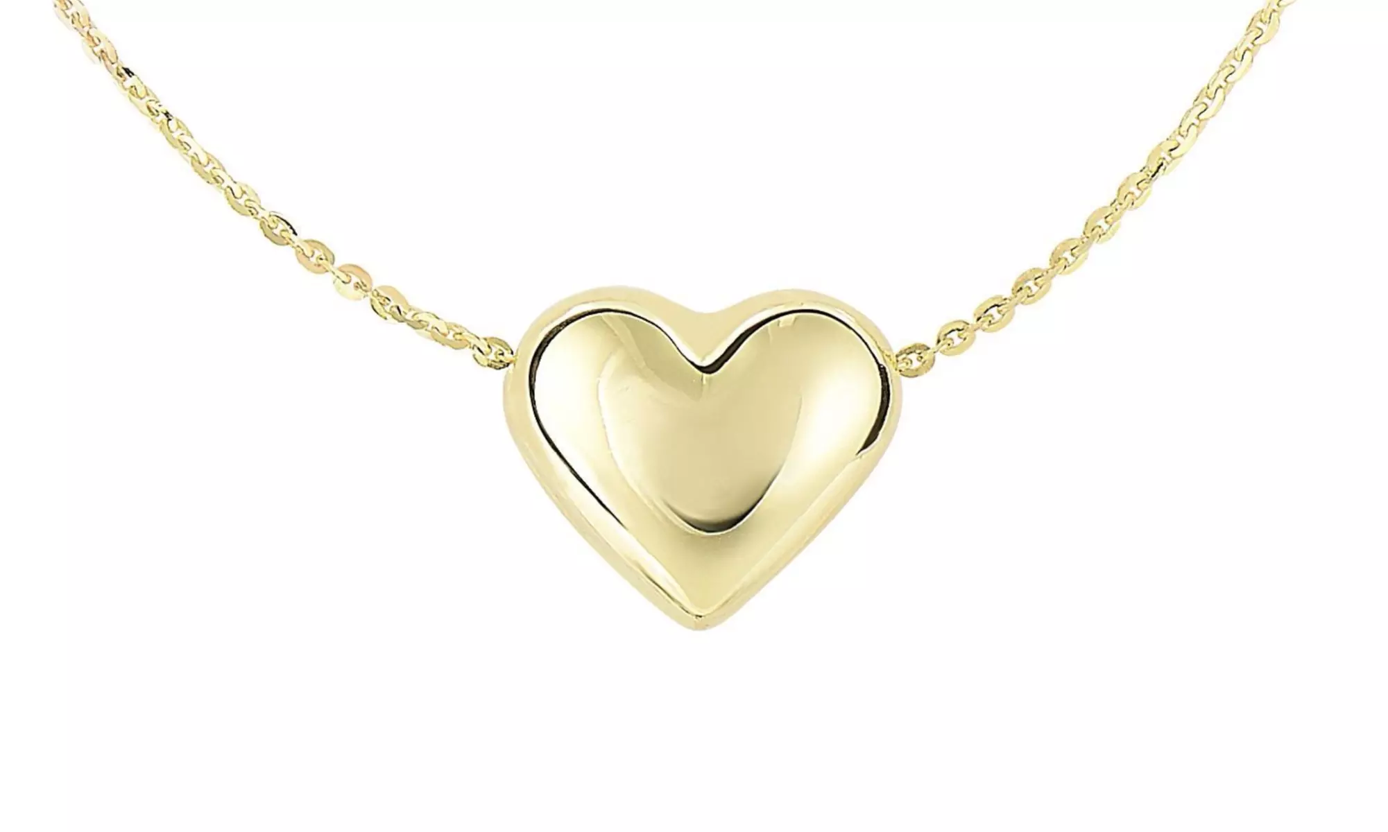 14kt 18" Yellow Gold Puffed Heart Diamond Cut Cable Chain Necklace  - Primary Image