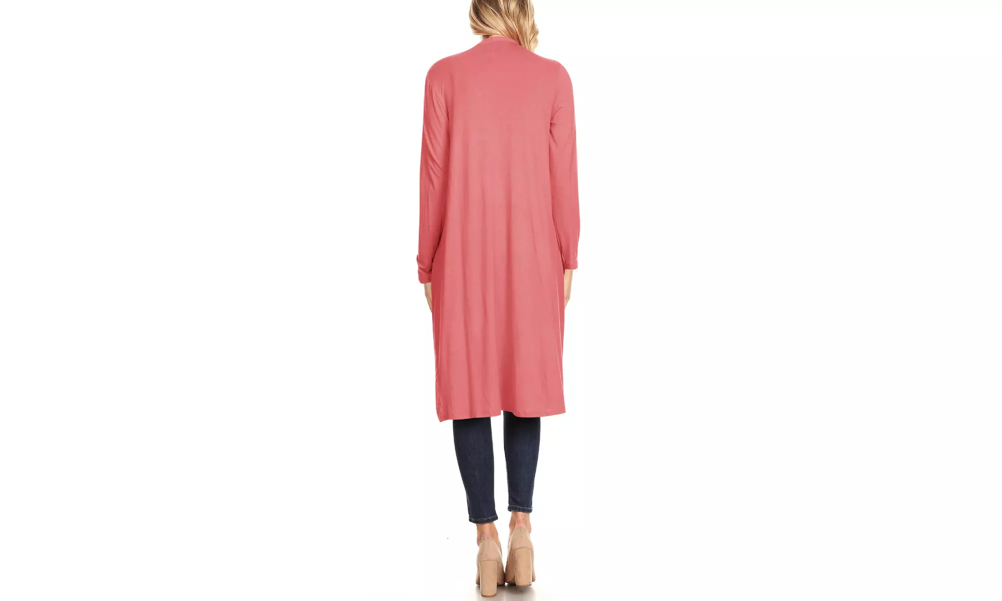 Women's Casual Open Front Side Pockets Solid  Long Cardigan
