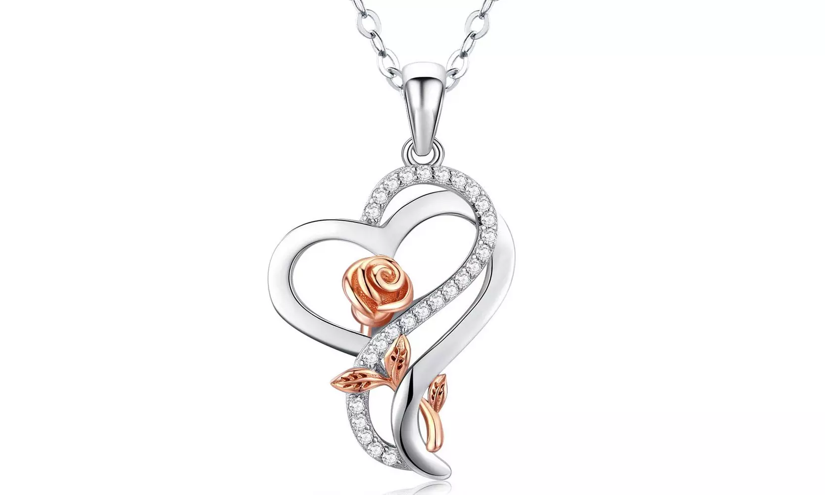 Rose Gold Rose Flower Necklaces Made With Crystals From Swarovski