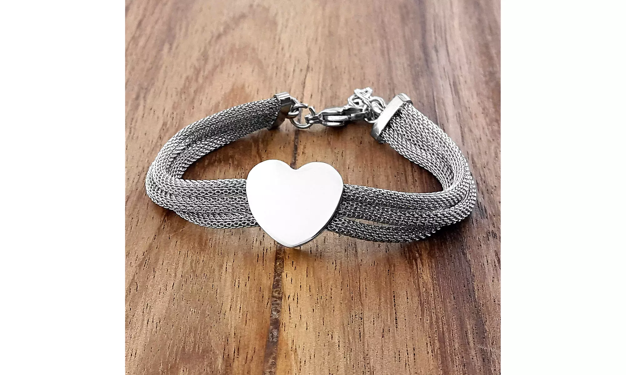 Stainless Steel Heart Mesh Rope Bracelet - Second Medium