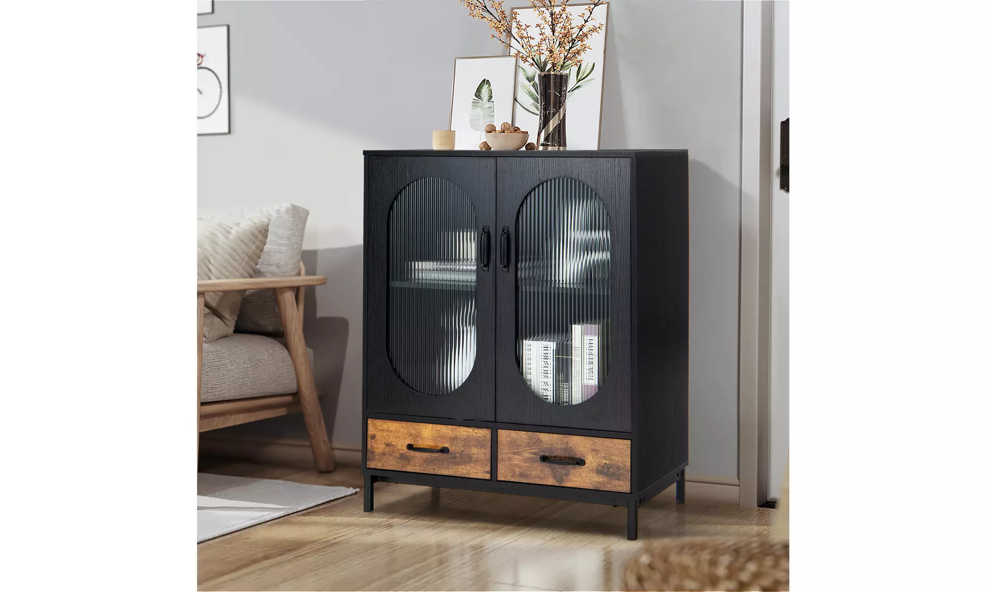 Costway Kitchen Storage Cabinet Freestanding Buffet Sideboard  Doors Drawers - Primary Image