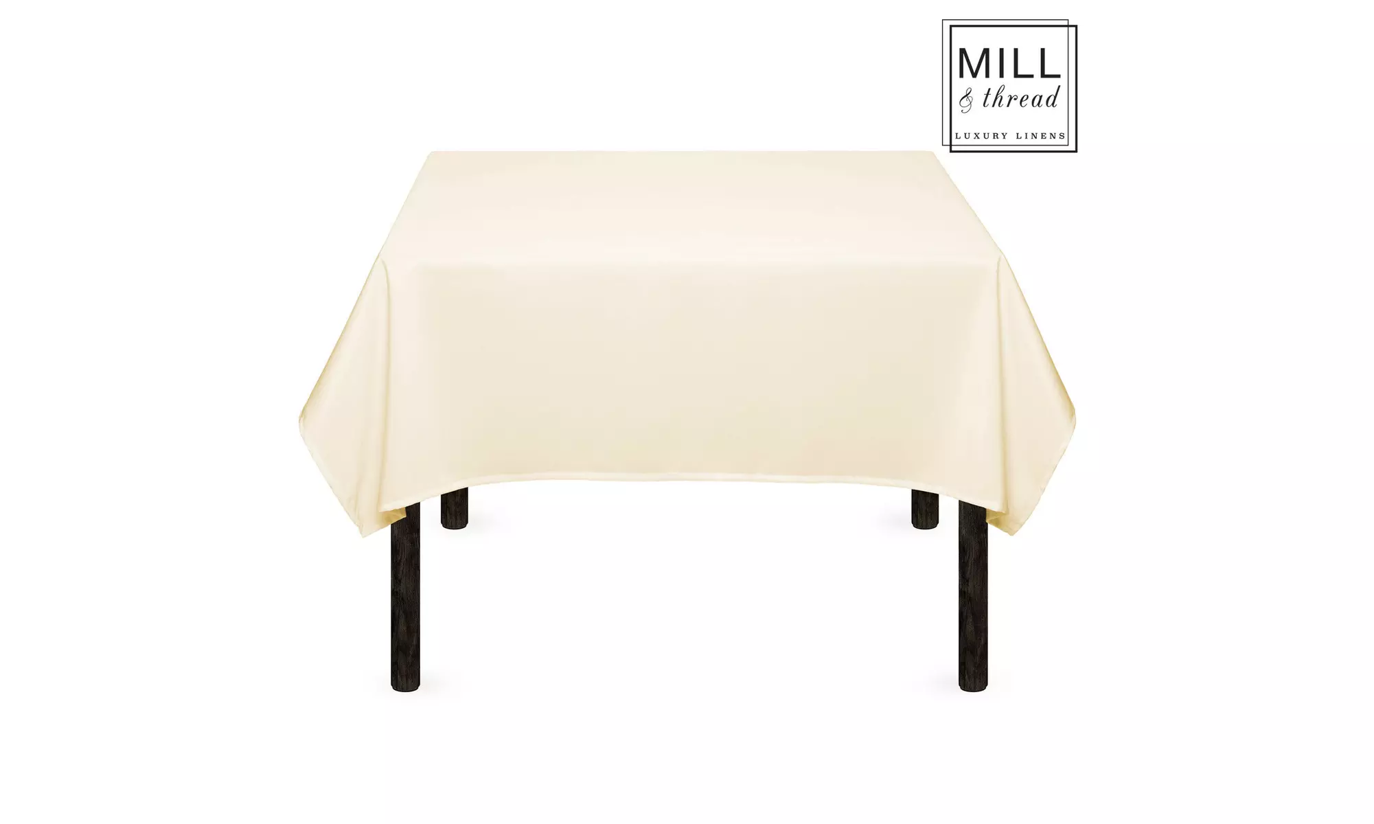 10 Pack 54" Square Wedding Banquet Polyester Fabric Tablecloths - Ivory - Primary Image