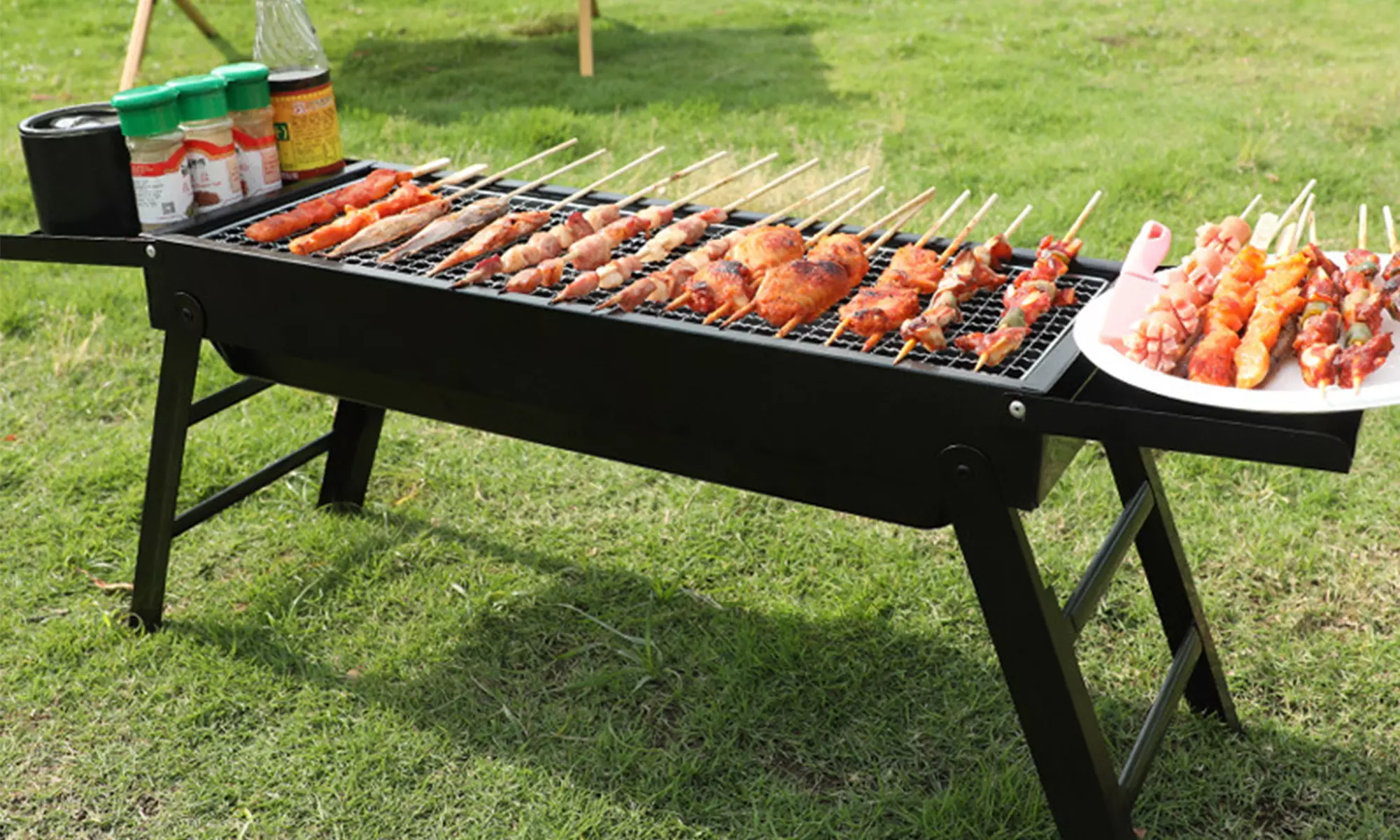 Charcoal BBQ Grill Foldable & Easy Portability For Outdoor Barbecues Camping - Primary Image