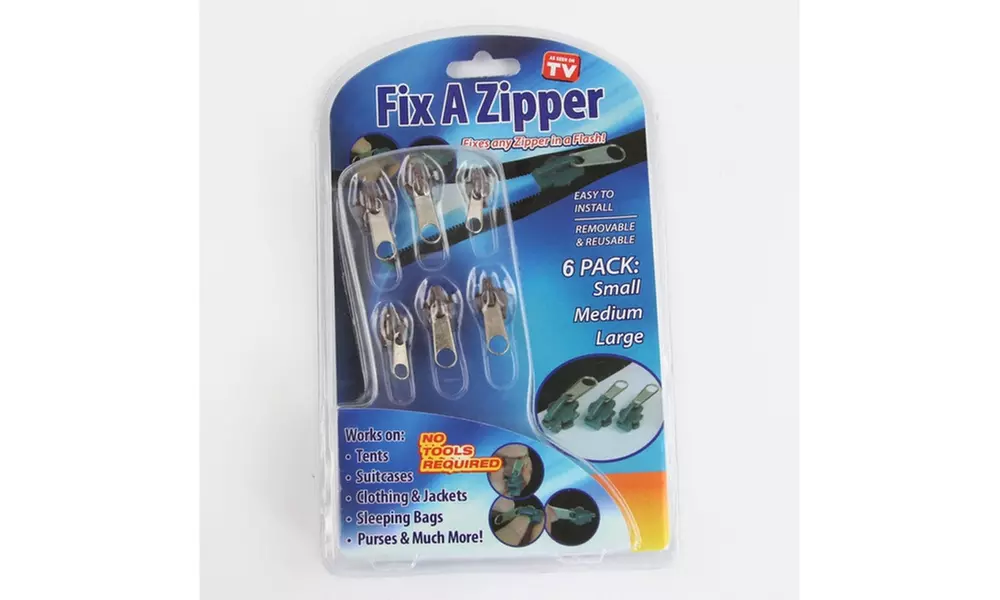 As seen ON TV 6Pc Fix A Zipper Zip Slider Rescue Instant Repair Kit Replacement - Primary Image