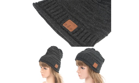 Wireless Bluetooth Beanie Hat Winter Warm For Built-in HD Stereo Speaker And Mic Black