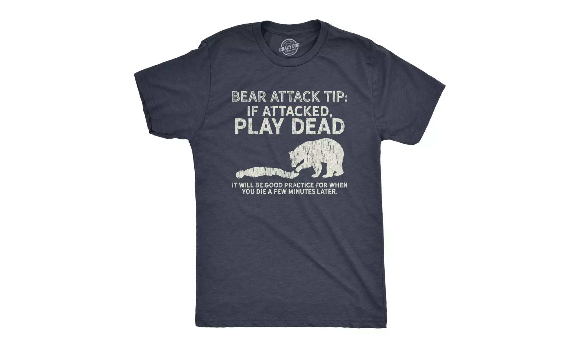 Mens Bear Attack Tip Tshirt Funny Camping Hiking Outdoor Adventure Sarcastic Tee - Primary Image