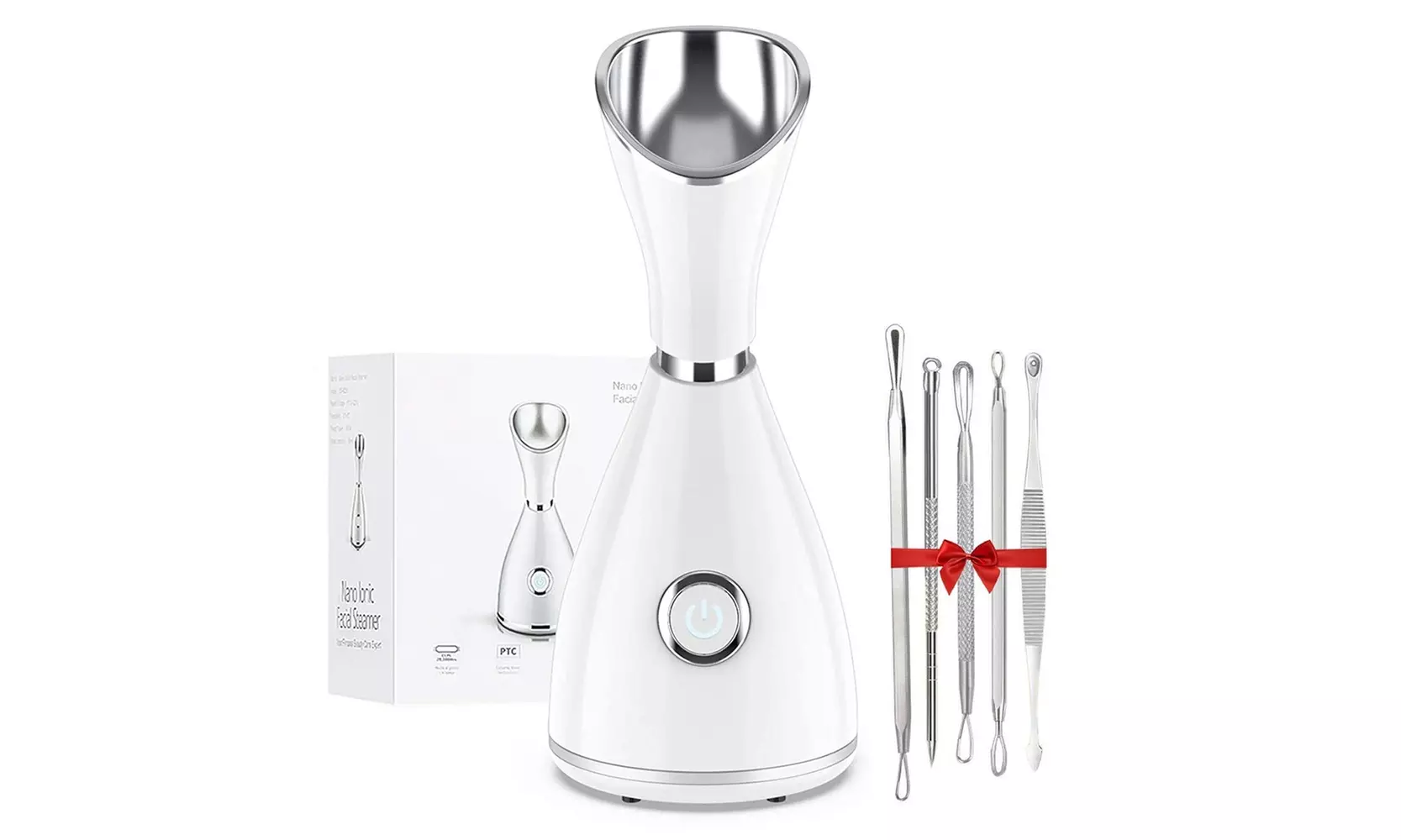 Multifunctional Nano Ionic Facial Steamer with 5-Piece Stainless Steel Skin Kit - Primary Image