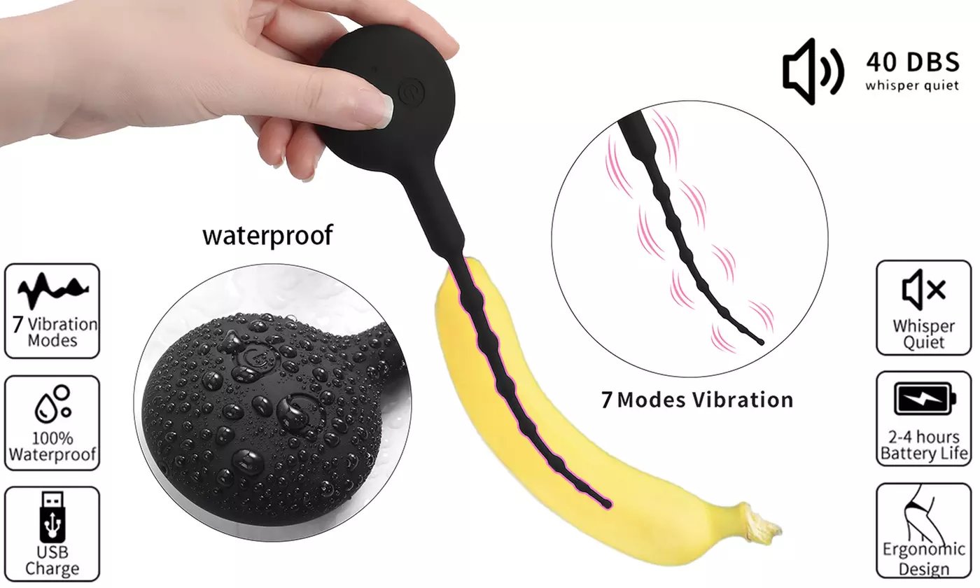 Silicone Beaded G-spot Plug Long Stretcher Dilator Plug Vibrator
