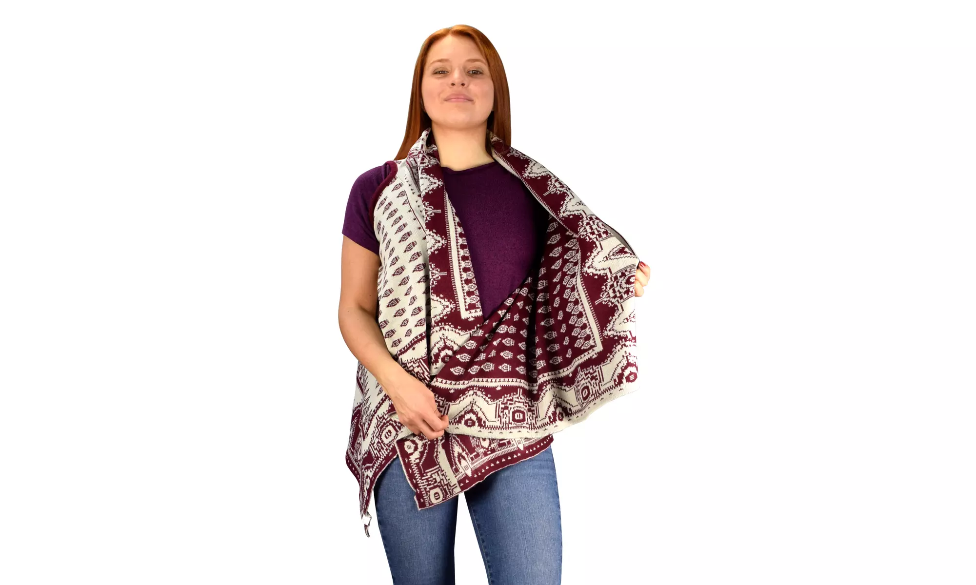 Women's Holiday Knitted Sweater Cardigan Sleeveless Poncho Open Vest - Second Medium