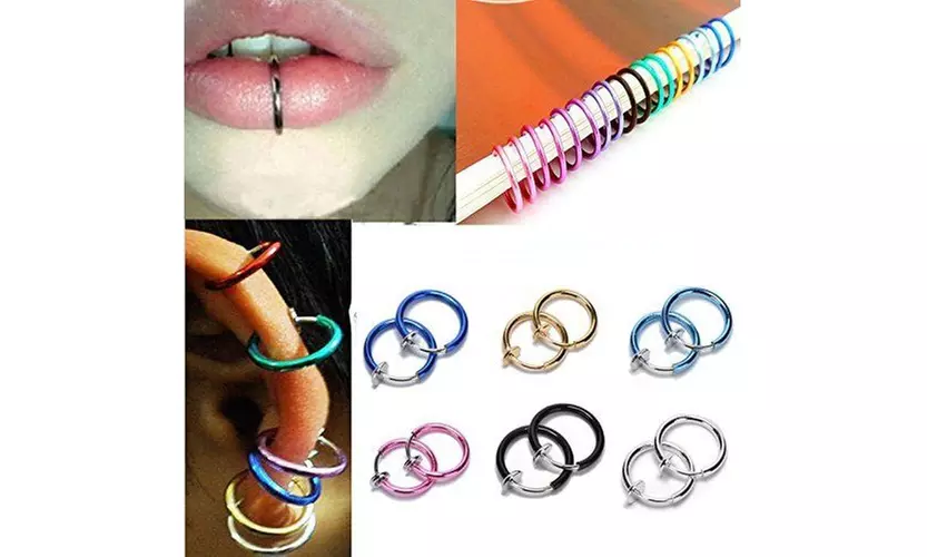 Clip-On Spring Action Non-Piercing Fake Septum Lip Cartilage Nose Tragus Ring - Primary Image