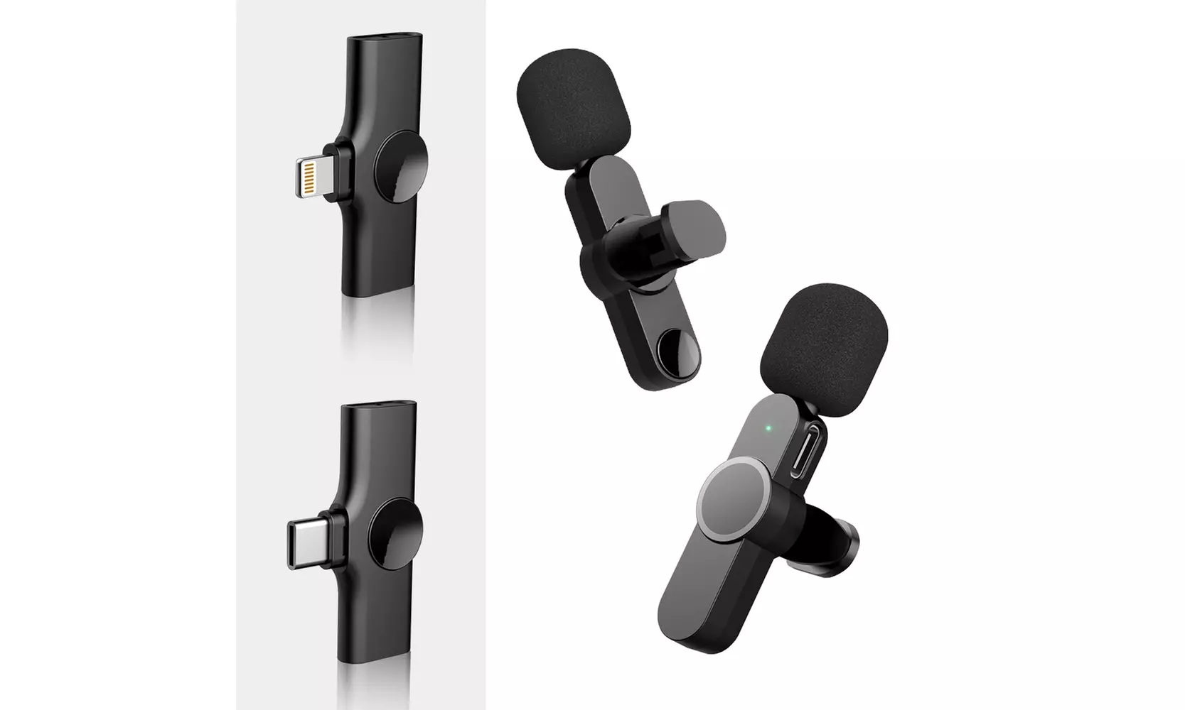 1 Transmitter 2 Receiver Microphone Plug Play Wireless Lavalier Lapel Microphone - Primary Image