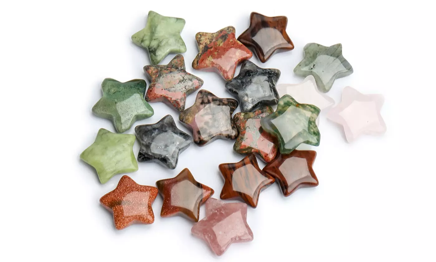 Natural Healing Star & Hearts Crystal Gemstones for Home Decoration
