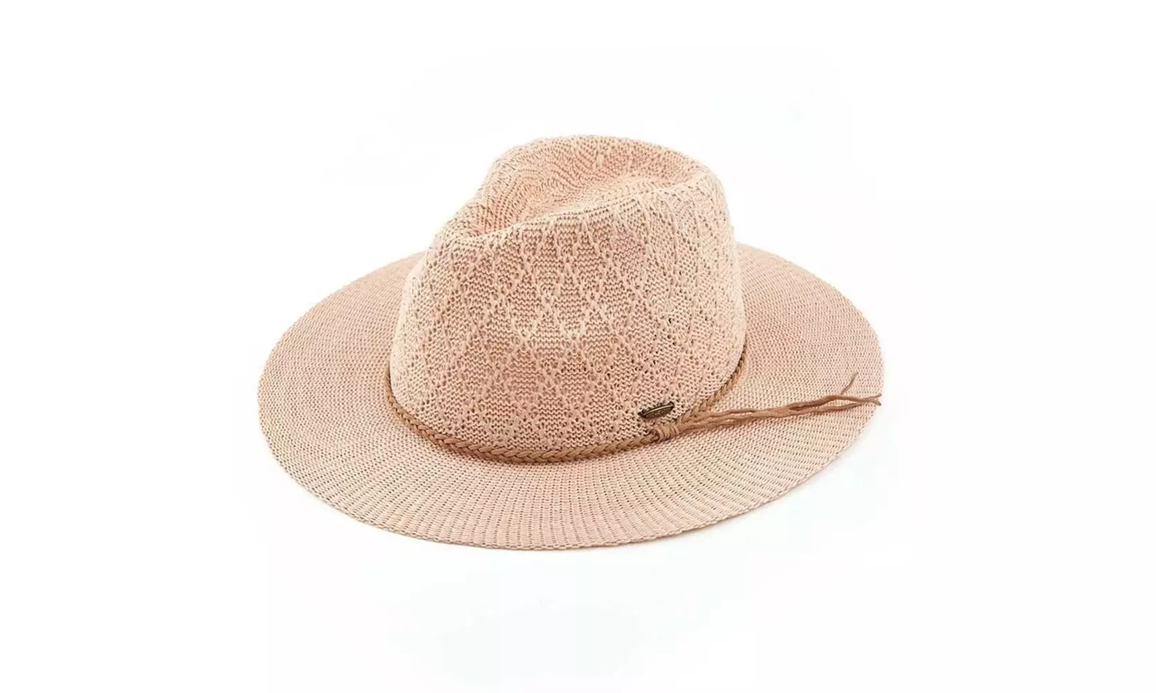 Knitted Panama Hat Featuring Braided Suede Trim Band, KP-09 - Second Medium