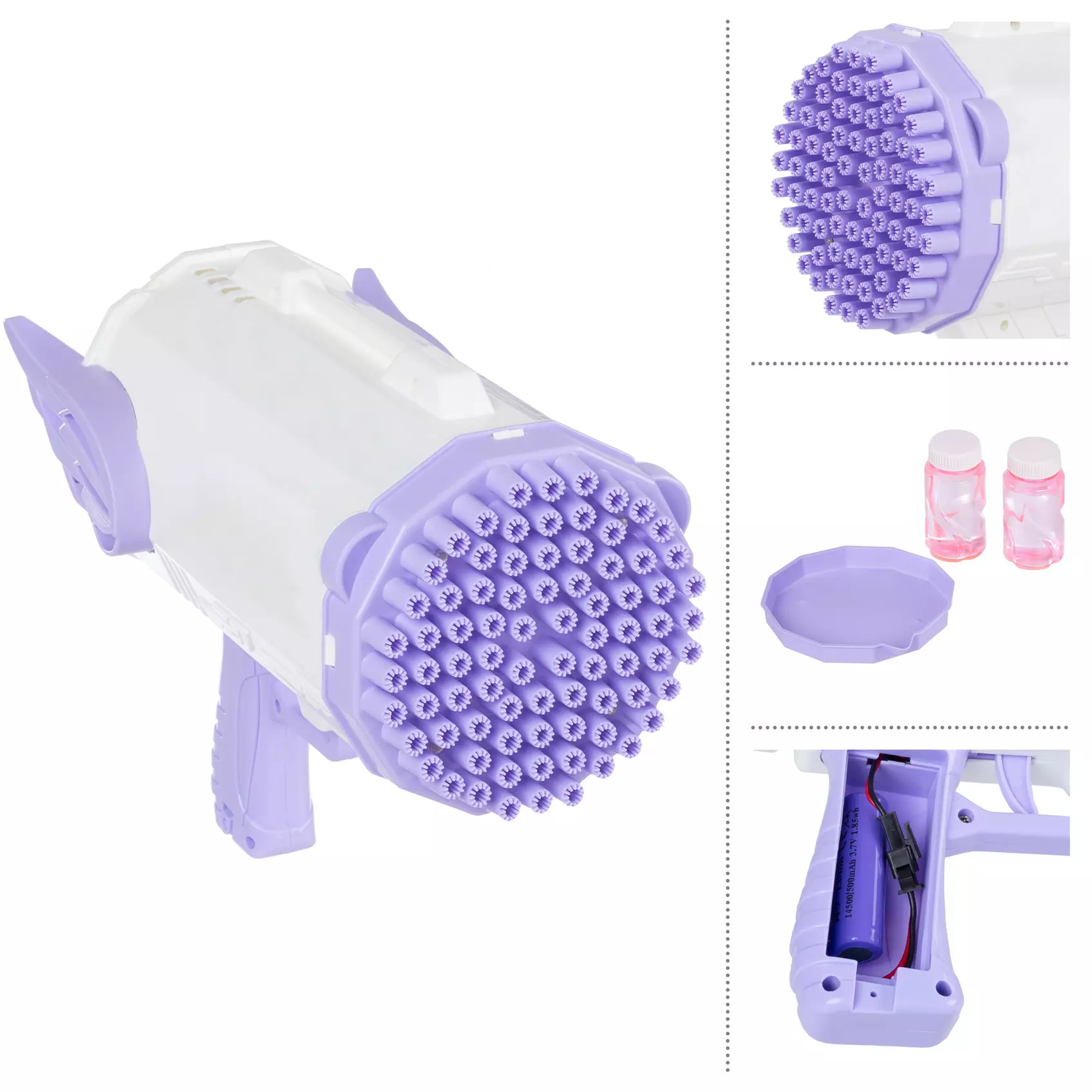 Handheld Bubble Machine with 80 Holes & Colorful LED Lights for Kids or Parties - Second Medium