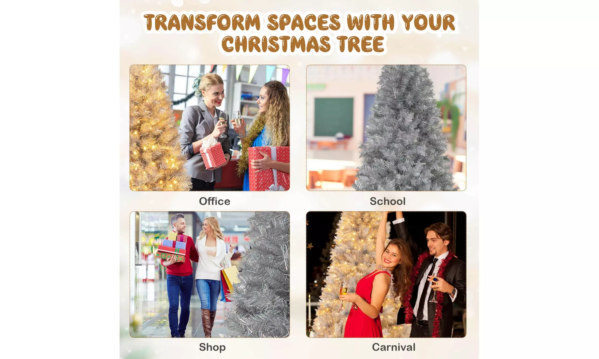 Costway 5/6/7 FT Christmas Tree Artificial Xmas Tree with Branch Tips LED Lights