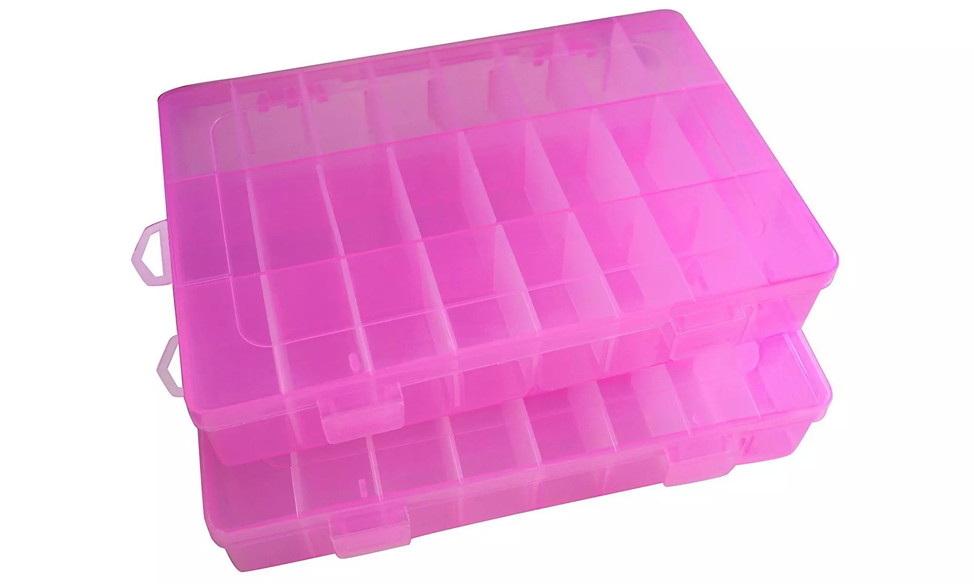 2-Pack 24 Grids Plastic Storage Box Jewelry Earring Tool Containers Organizer