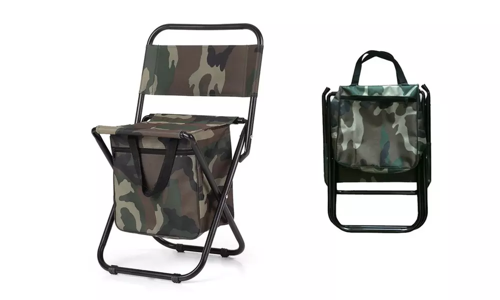 Camo Folding Camping Chair With Storage Pocket - Primary Image