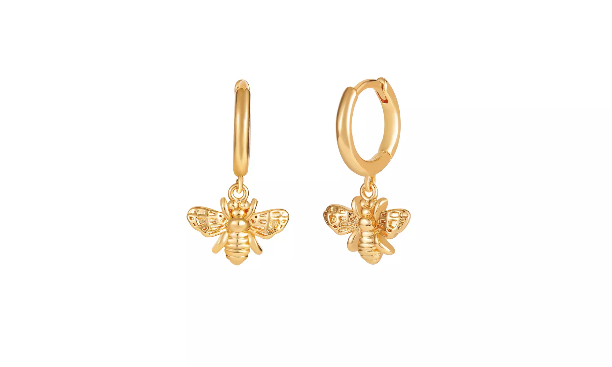Gold Plated Honey Bee Drop and Dangle Earrings