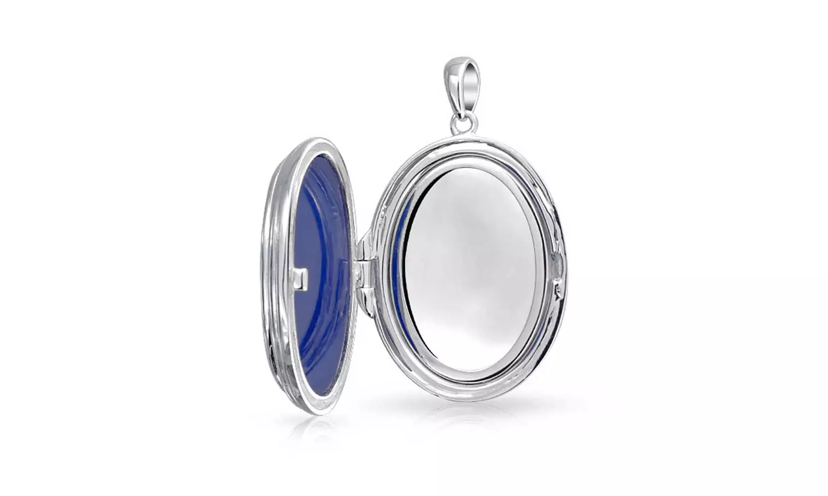 Bling Jewelry 925 Silver Blue Resin Cameo Mother Child Locket Pendant - Second Medium