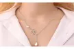 Y Lariat Necklace Sterling Silver Olive Leaf Pearl Drop Pendant Necklace - Second Medium