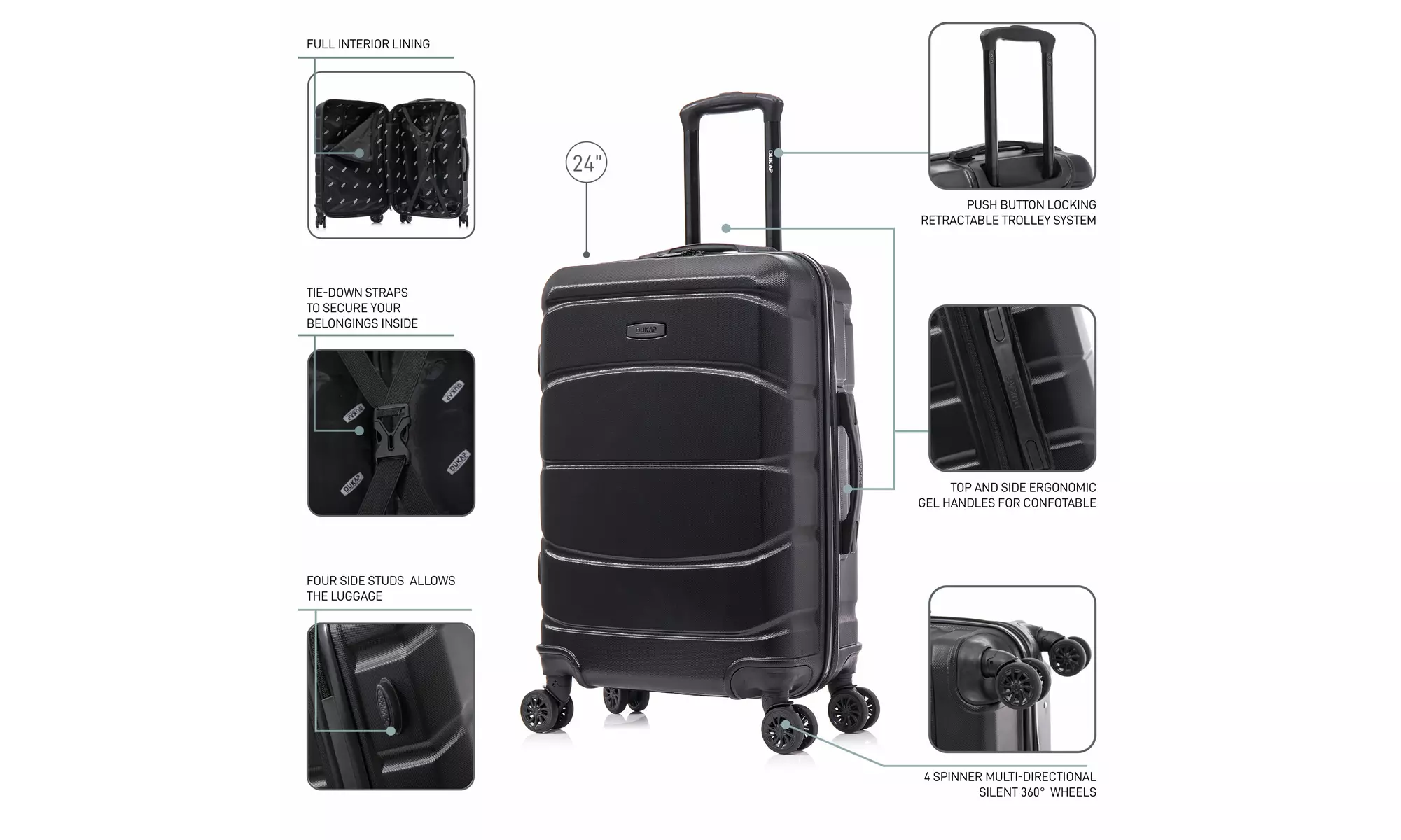 DUKAP Sense Lightweight Hardside Spinner Luggage 20"/24"/28"