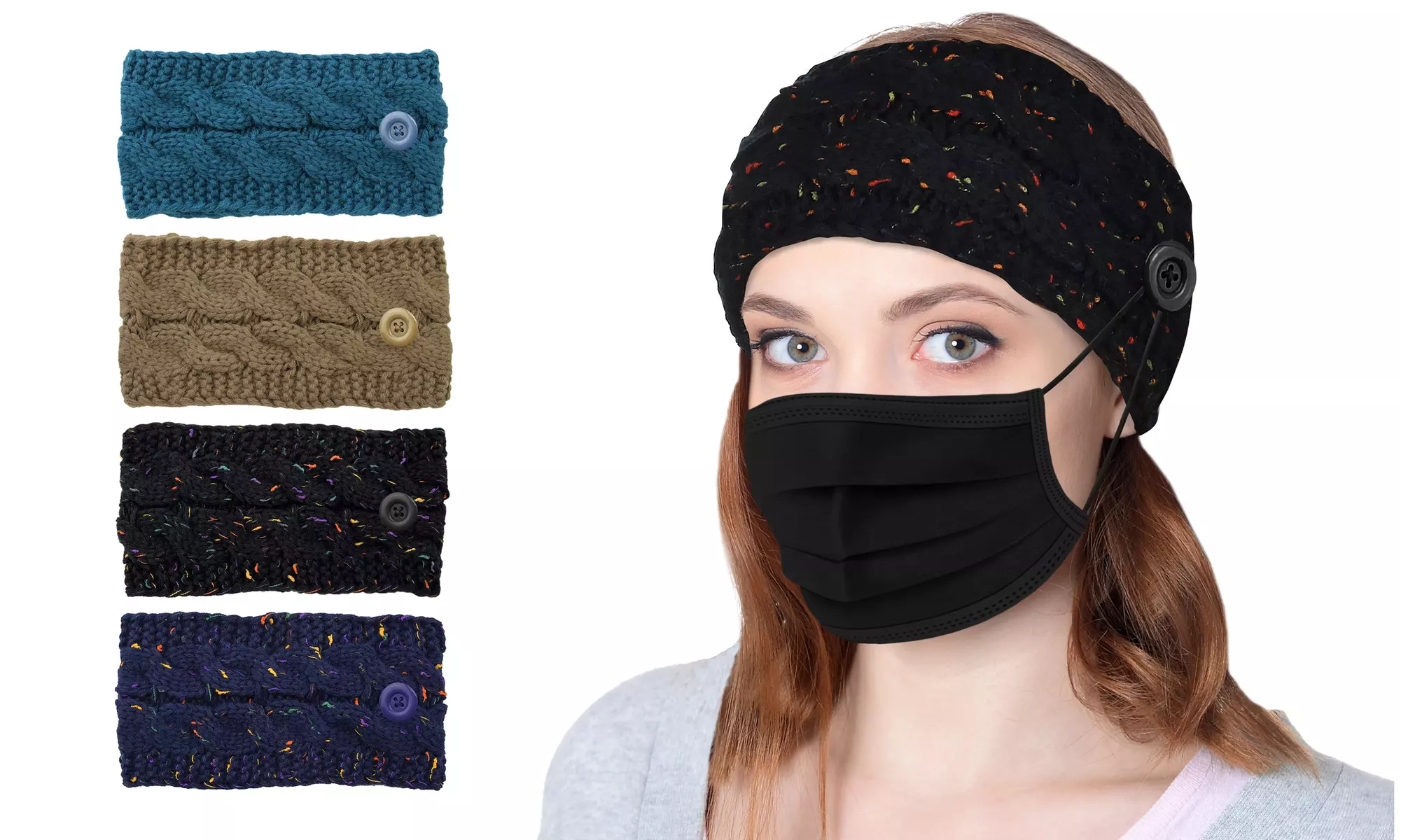 Warm Winter Headbands for Women Cable Crochet Turban Ear Warmer (4-Pack) - Second Medium