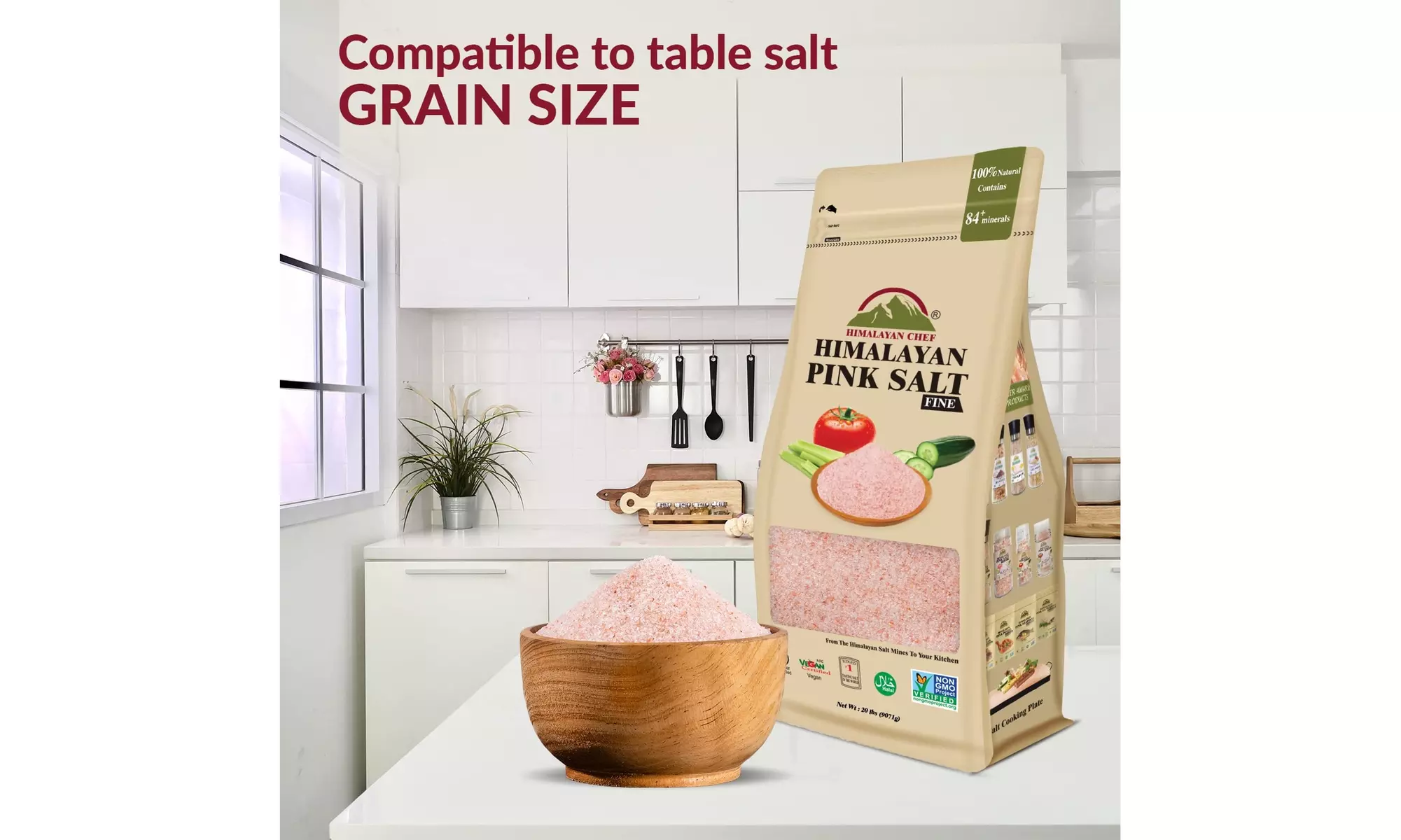 Himalayan Chef Pink Salt Fine Grain, Natural Himalayan Salt  - 20 lbs Bag - Image 5