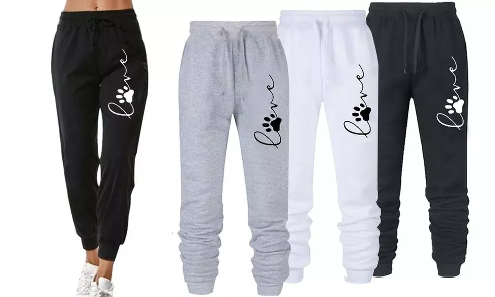Leo Rosi Women's Love Dog Paw Print Joggers (S-2X) - Primary Image