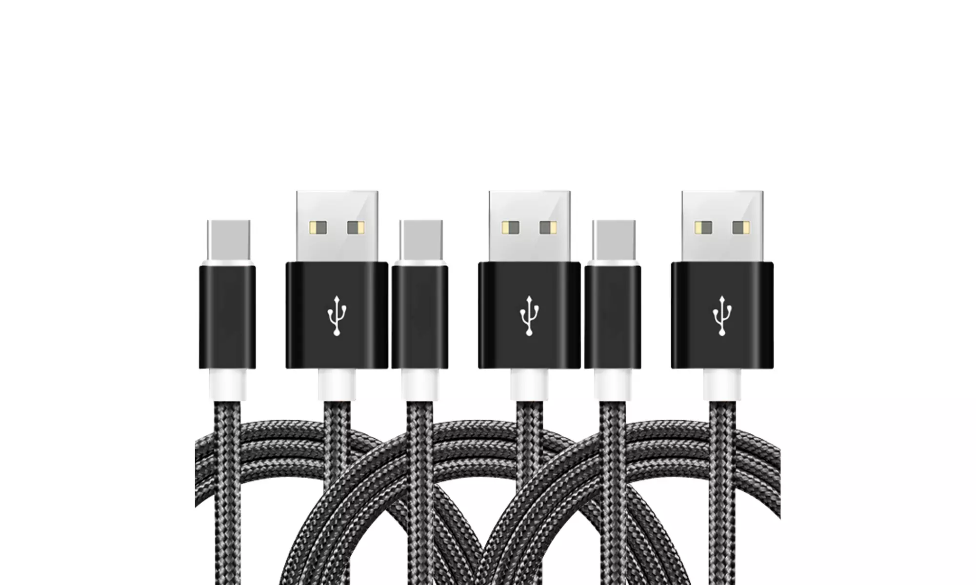 3 Pack 10 FT USB-C Cable Fast Charge Type C Charging Cord Sync Charger - Second Medium