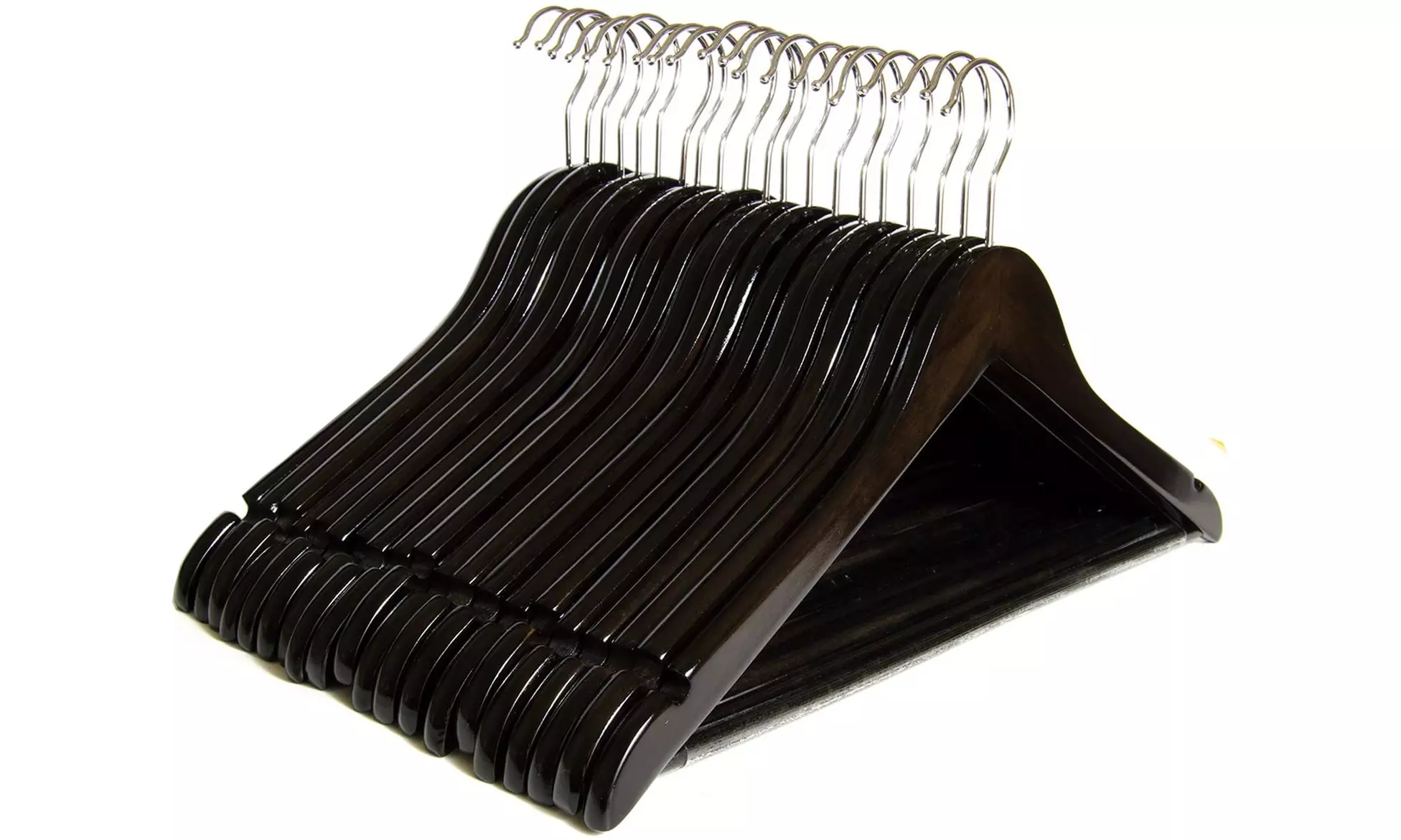 Clutter Mate - Set of 20 - Premium Finished Dark Walnut Wood Hangers - Second Medium