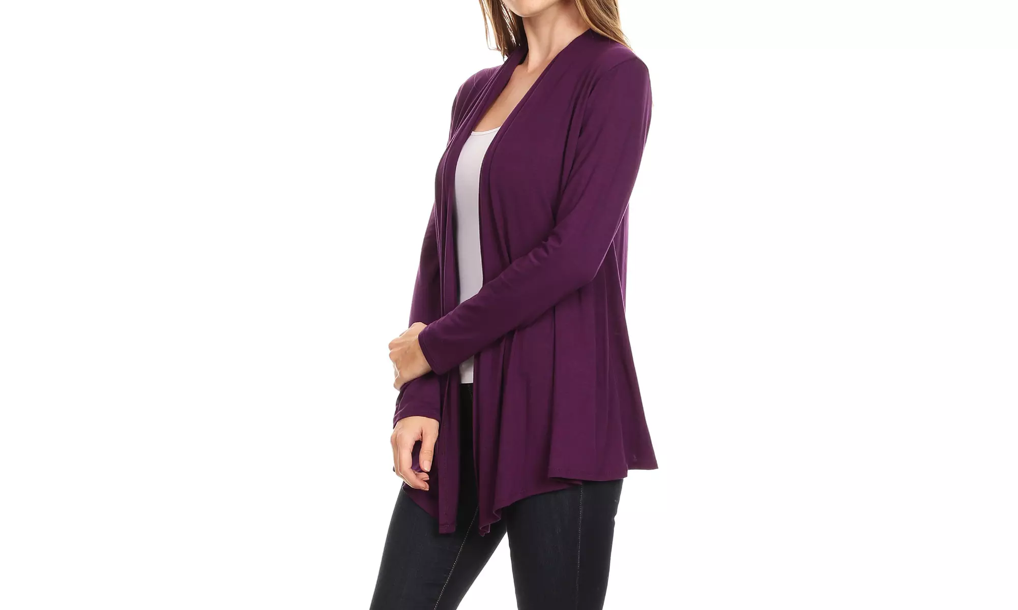 Solid Lightweight Soft Long Sleeves Open Front Cardigan