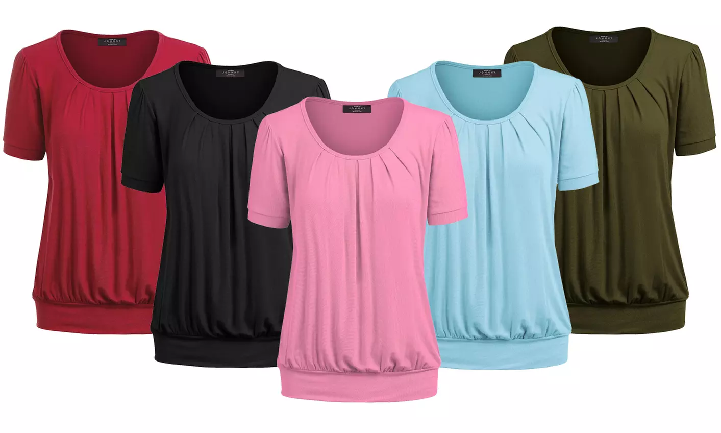 Made by Johnny Women's Scoop Neck Short Sleeve Front Pleated Blouse